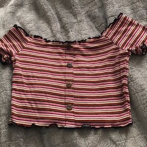 Striped off the shoulder top